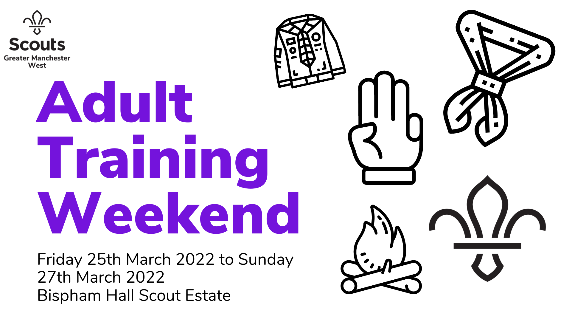 Event image for adult training weekend weekend of March 25th at Bispham Hall Scout Estate